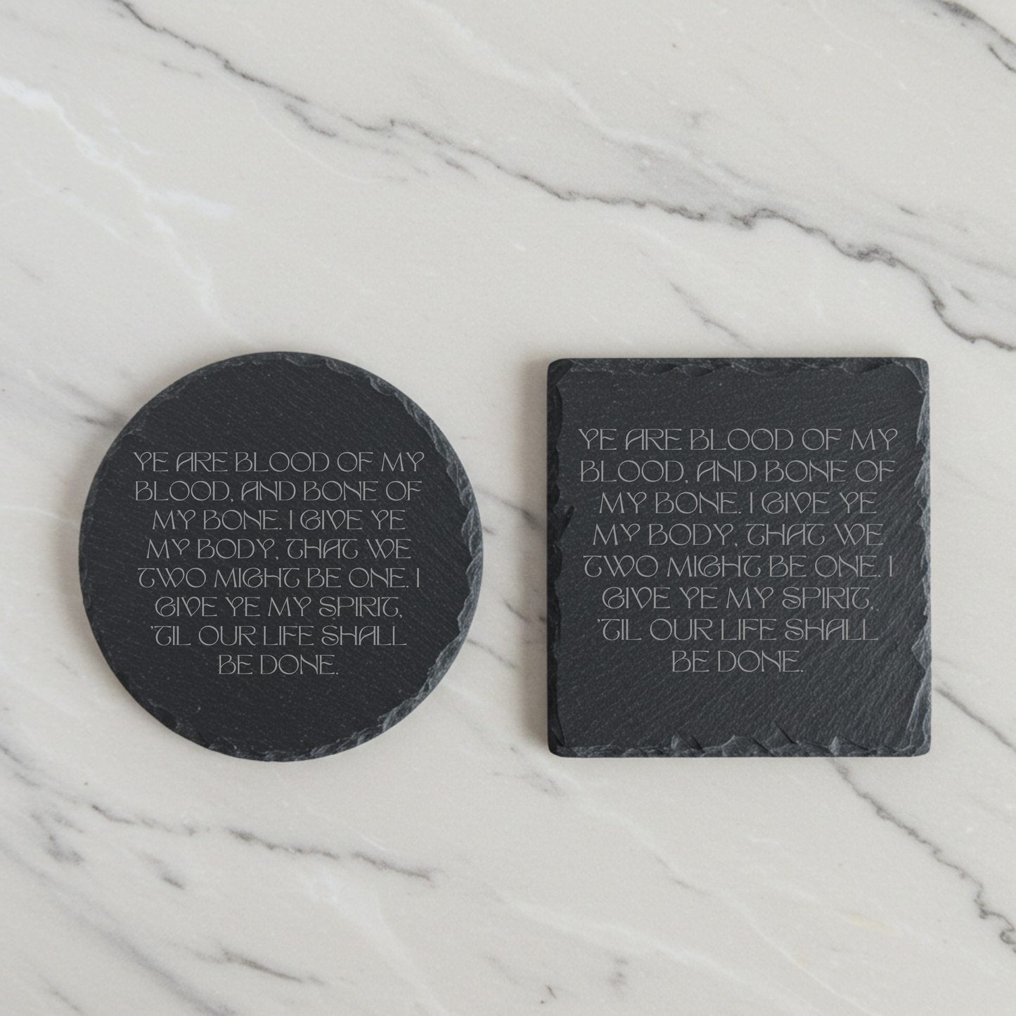 'Ye Are Blood of my Blood Abstract' Engraved Slate Coaster
