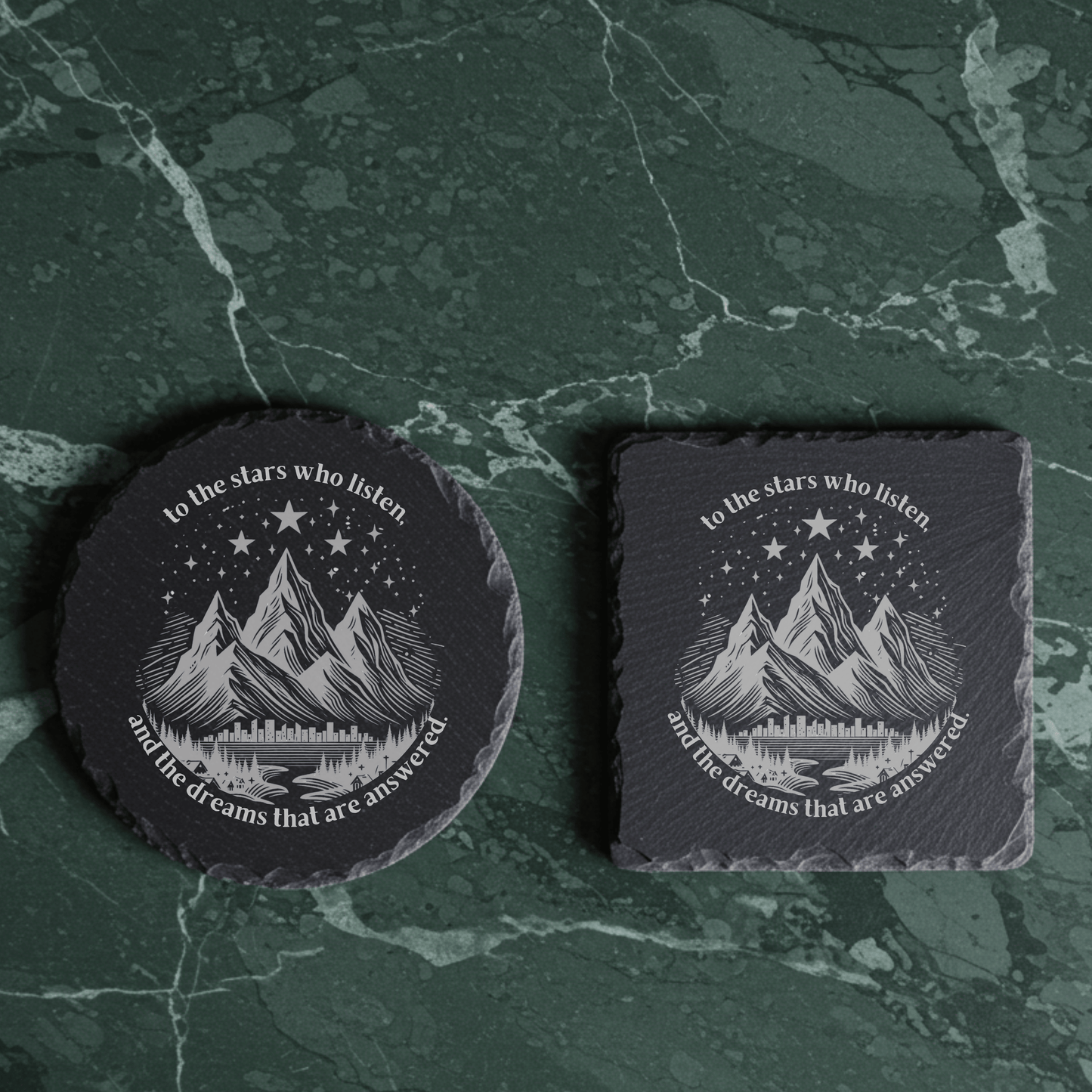 'To The Stars Who Listen' Engraved Slate Coaster