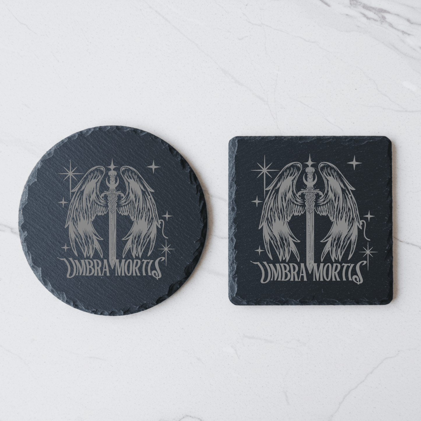 'Umbra Mortis' Engraved Slate Coaster