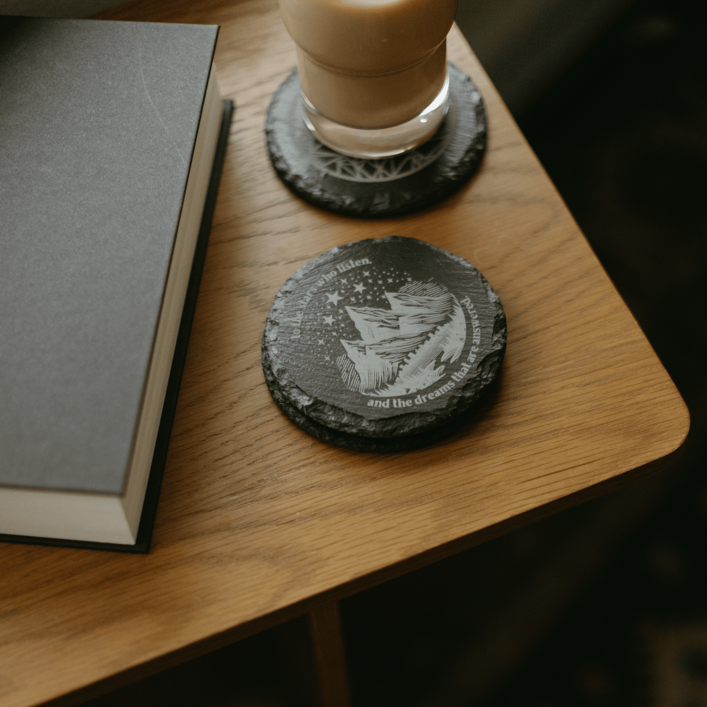 'To The Stars Who Listen' Engraved Slate Coaster
