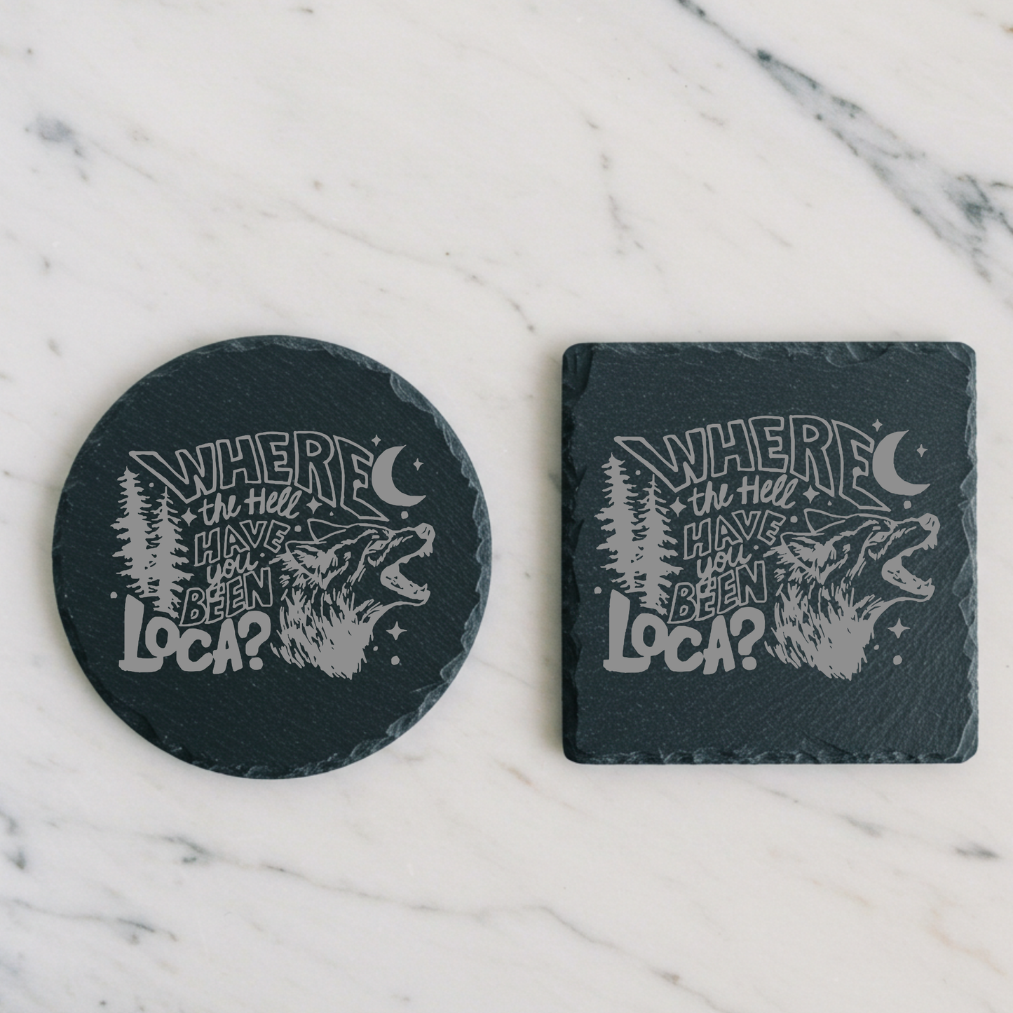 'Loca' Engraved Slate Coaster