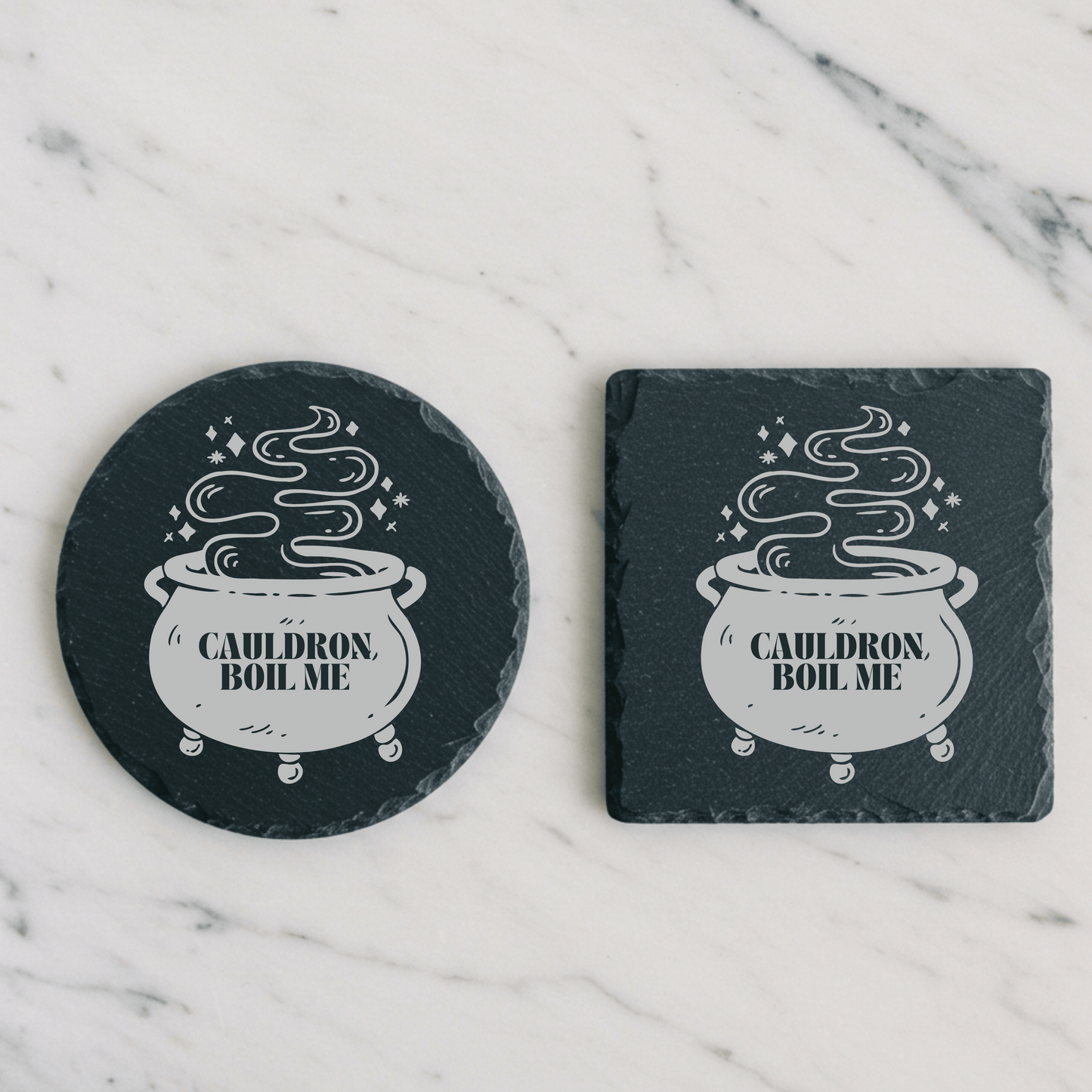 'Cauldron Boil Me' Engraved Slate Coaster