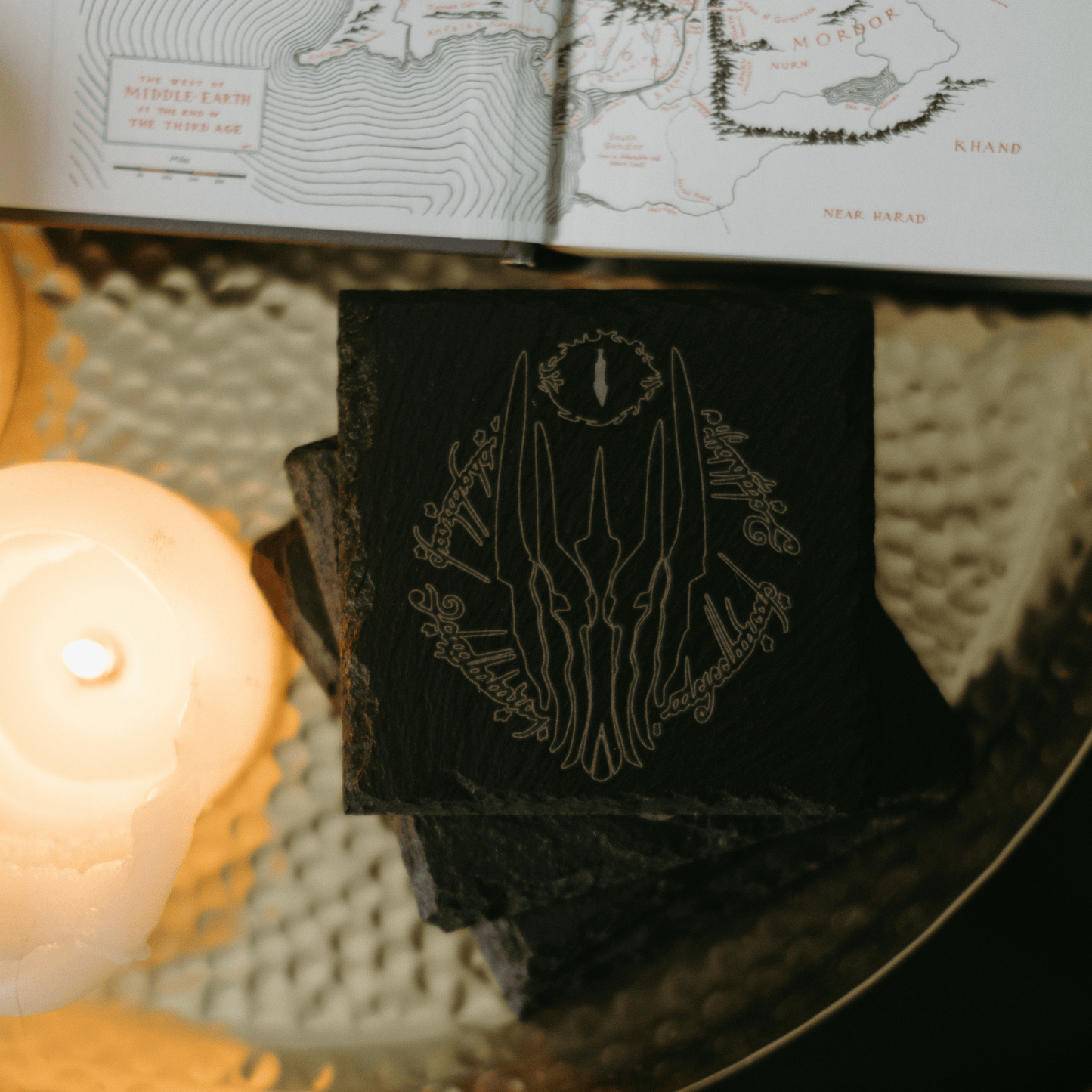 'Sauron' Engraved Slate Coaster