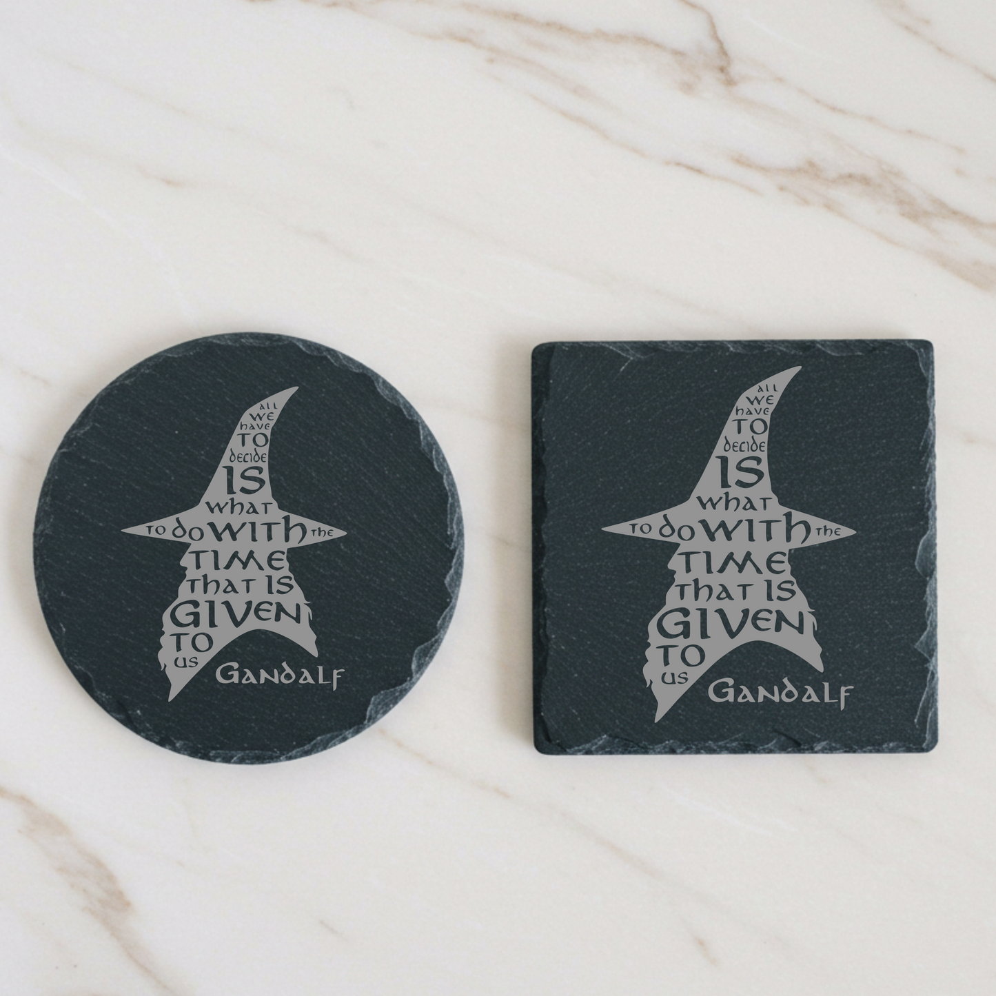 'Time That Is Given' Engraved Slate Coaster