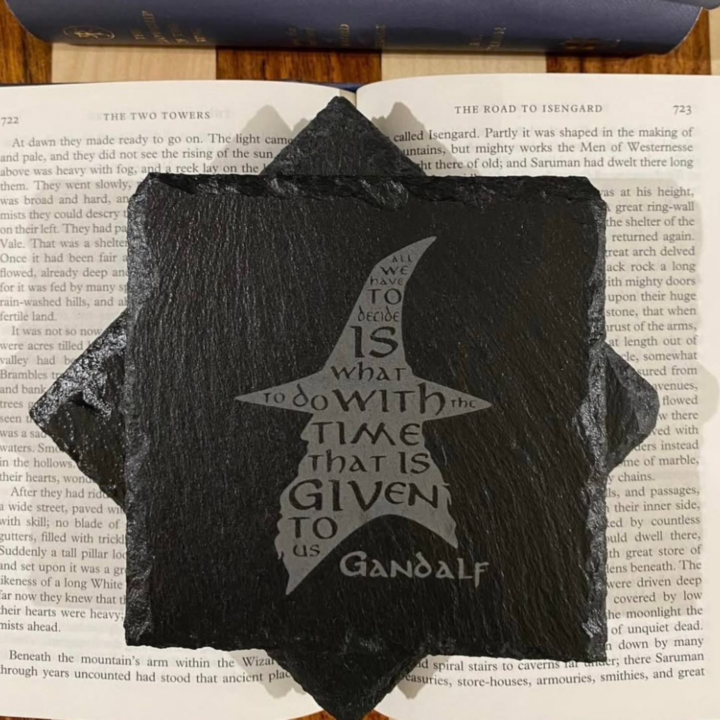 'Time That Is Given' Engraved Slate Coaster