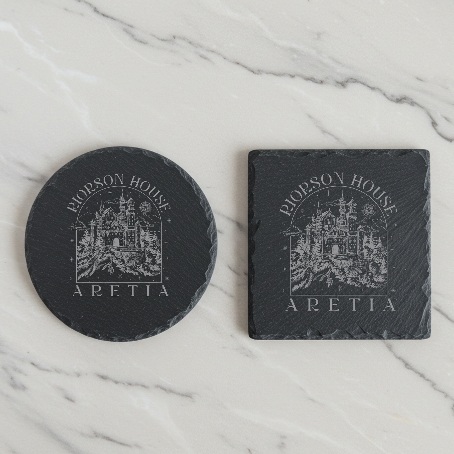 'Aretia' Engraved Slate Coaster