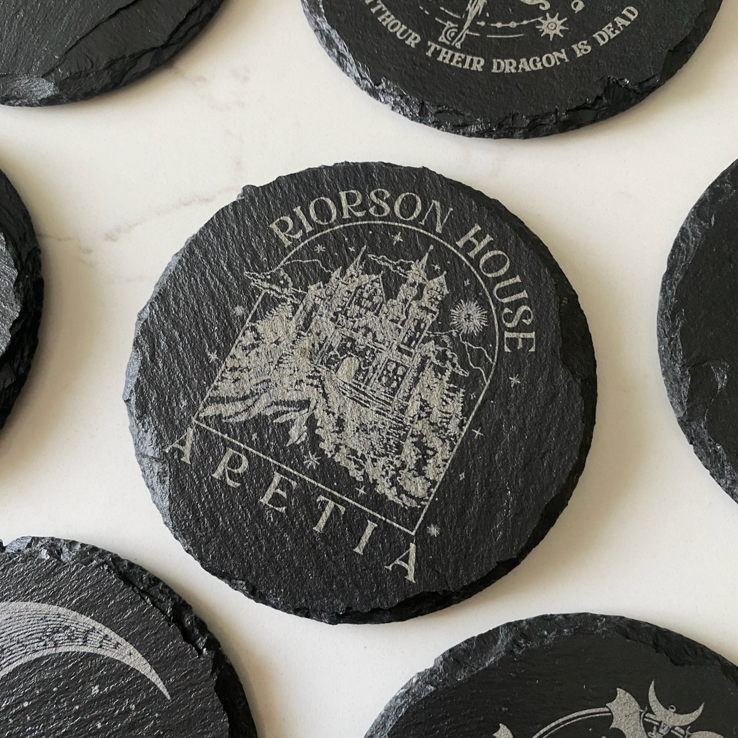 'Aretia' Engraved Slate Coaster