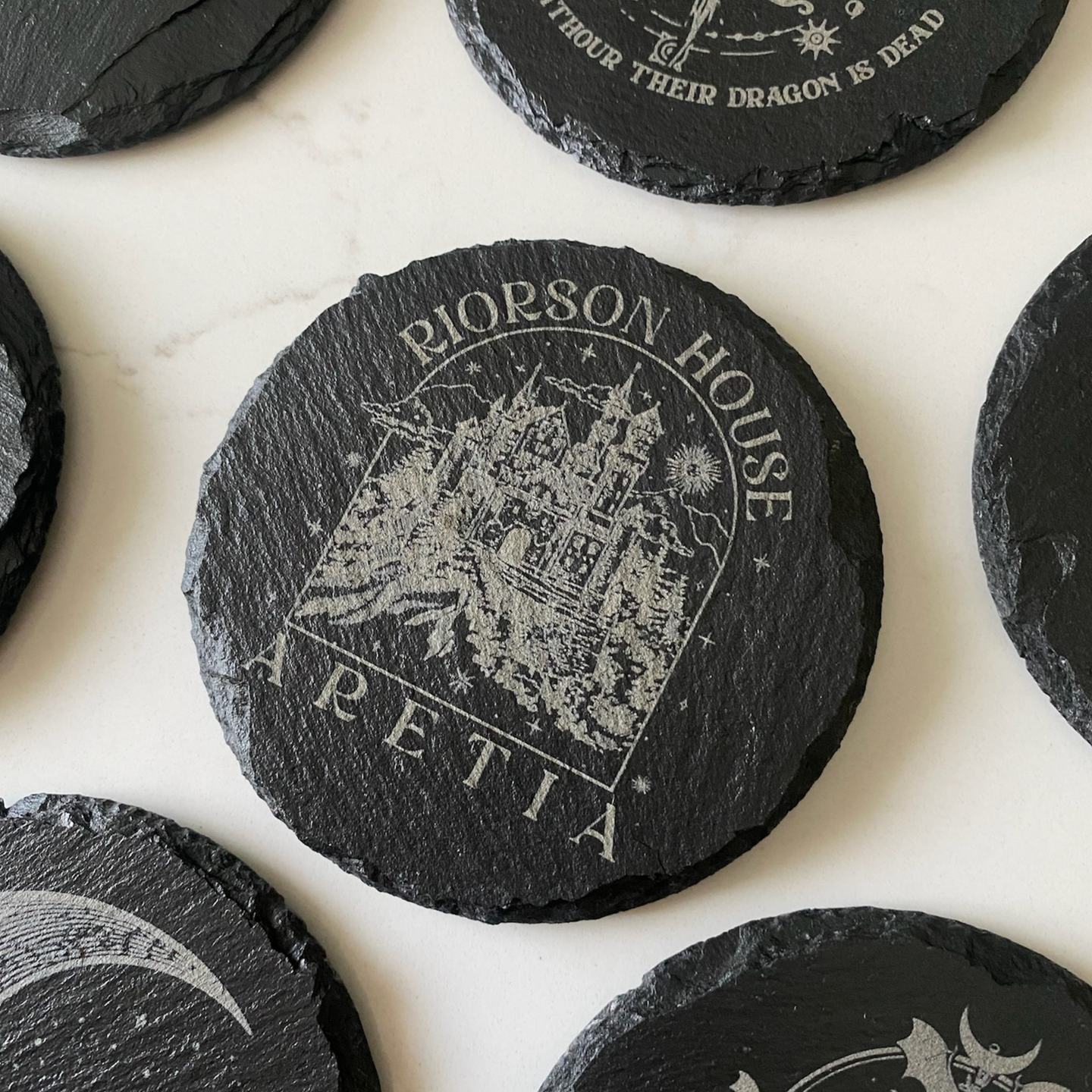 'Aretia' Engraved Slate Coaster