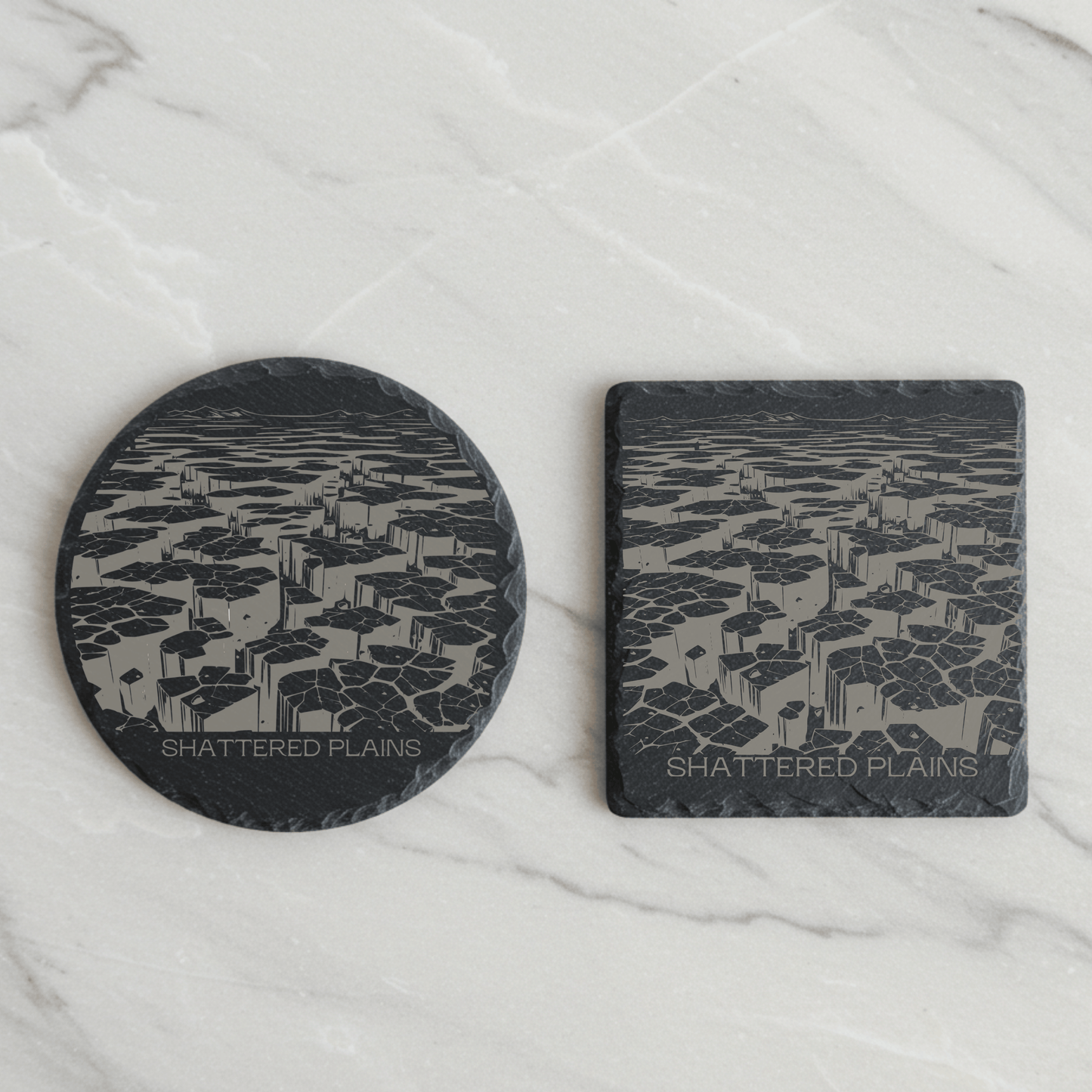 'Shattered Plains' Engraved Slate Coaster
