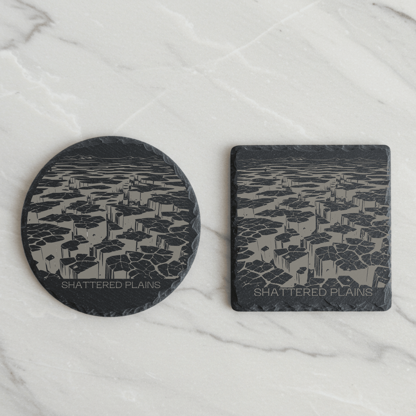'Shattered Plains' Engraved Slate Coaster